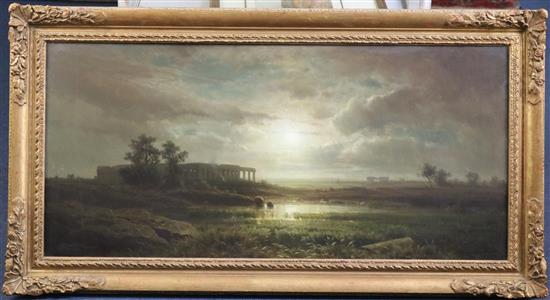 Almeida (19th C.) Ruins at daybreak, 16 x 35in.